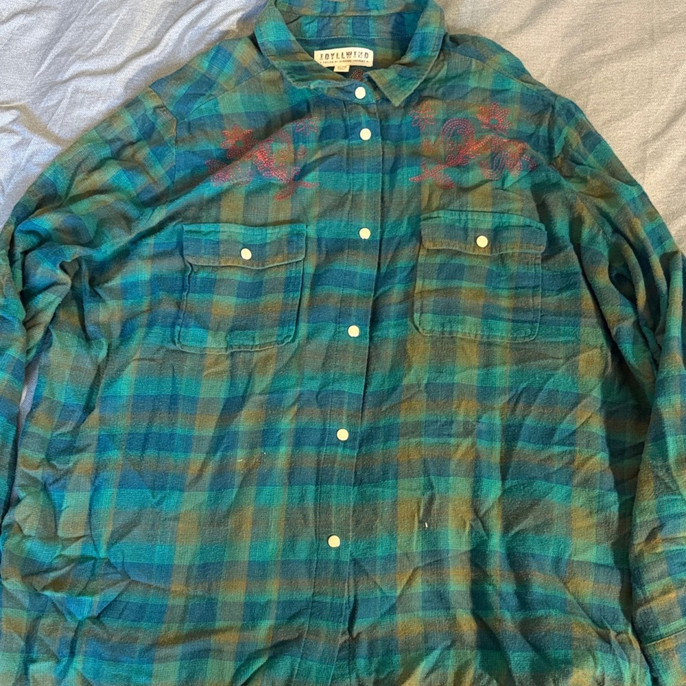 IDYLLWIND Teal Plaid Button-Up Shirt